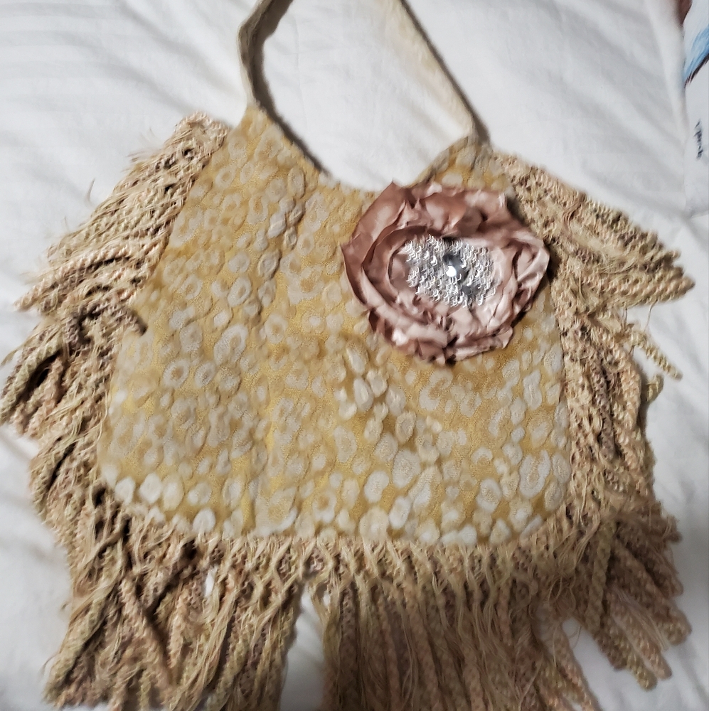 Keep It Gypsy Gold Textured Shoulder Bag with Elegant Swarovski Crystals - Picture 5 of 11
